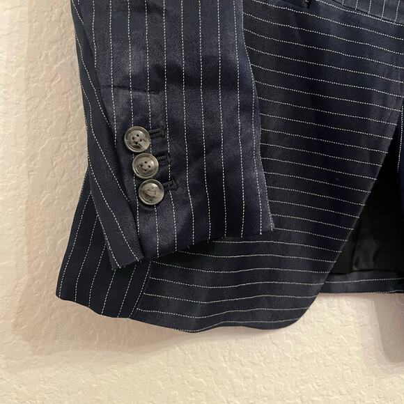 NWT Banana Republic Satin Blazer Women’s Size 0 Navy Pinstripe Boyfriend Office - Picture 4 of 16